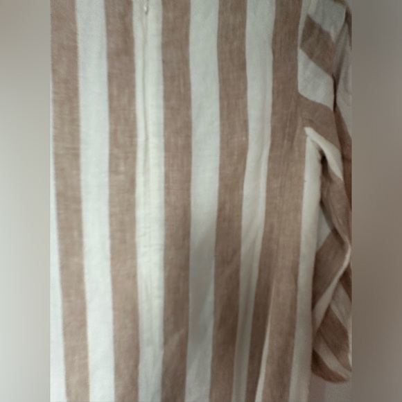 NWT Everlane linen striped midi dress with sleeves, size 2, tan and cream - Picture 11 of 12